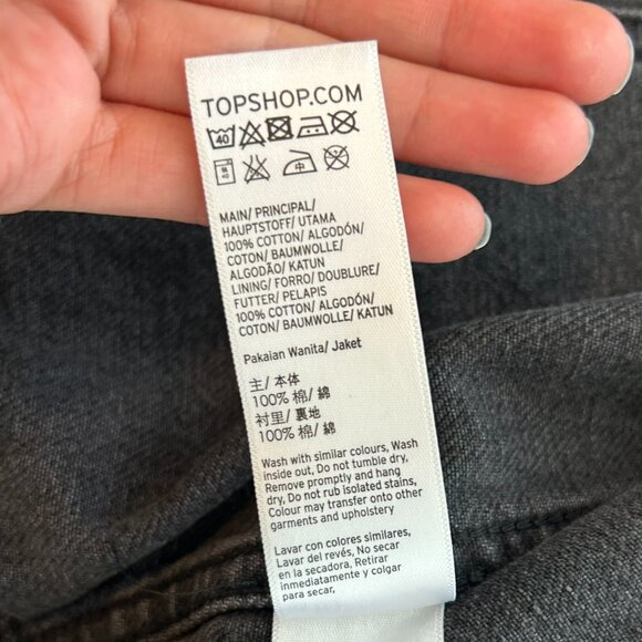 Black moto denim Topshop jacket, size US 6. - Picture 4 of 4